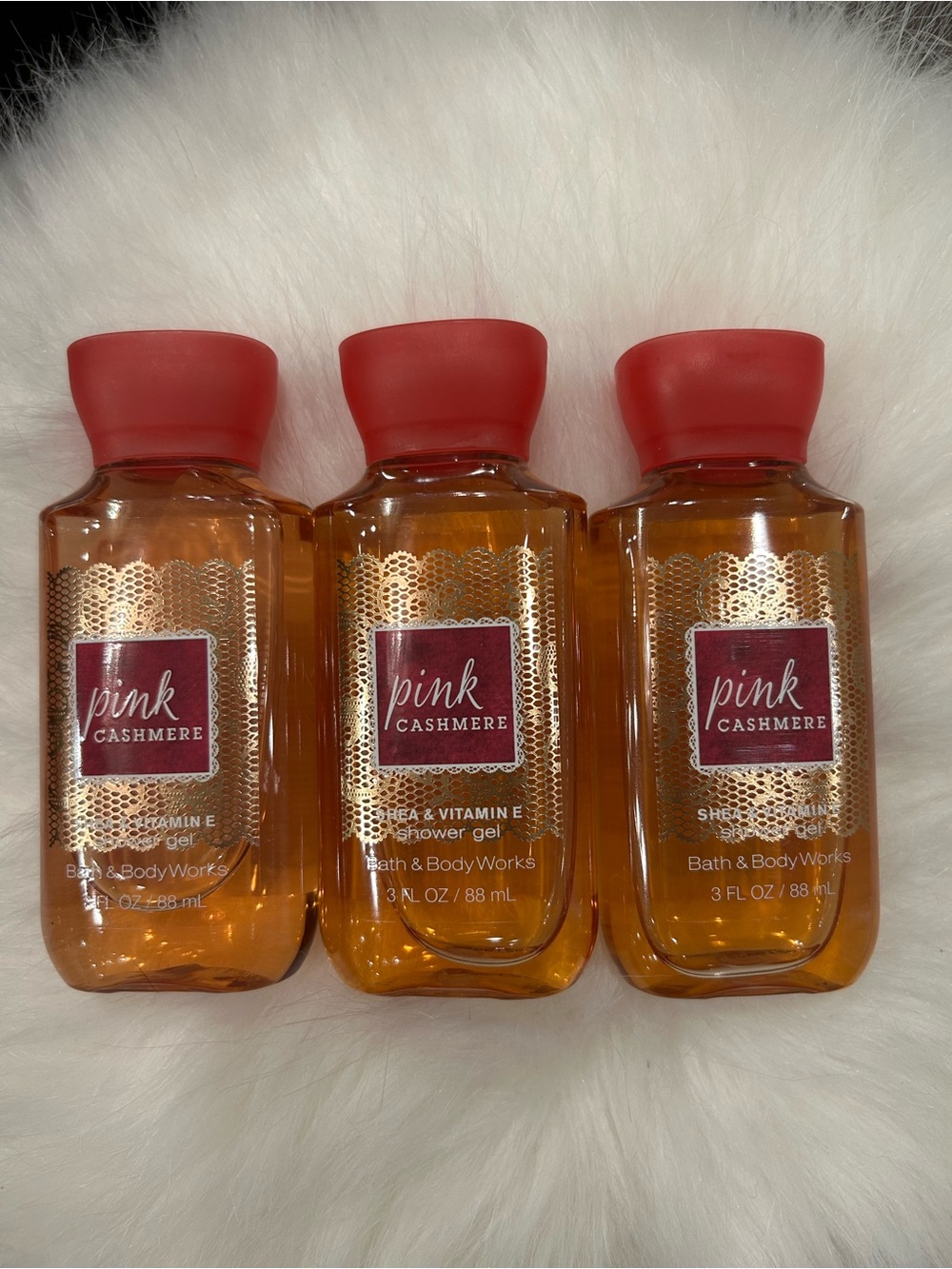 NEW Bath & Body Works Pink Cashmere Shower Gel Body Wash Travel Size Set of 3